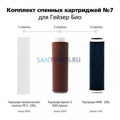 Комплект сменных картриджей Гейзер Био № 7 для жесткой воды 50035 (ГЕЙЗЕР)